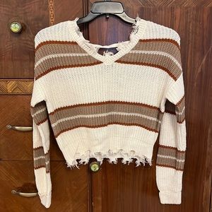 XS Rue 21 Distressed Striped Sweater